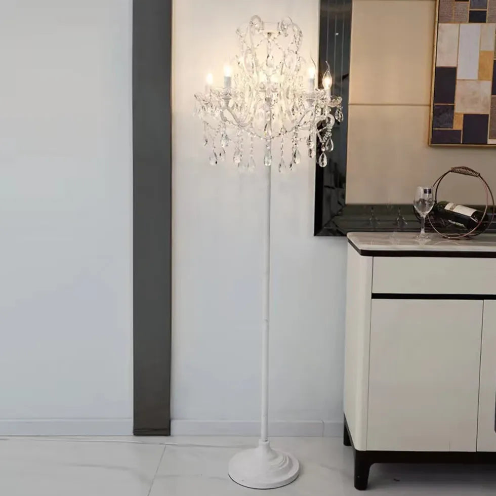 Curved Metal Crystal Retro Floor Lamp