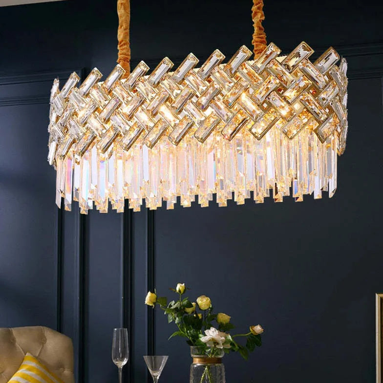 Luxury Gold Round Crystal Chandelier