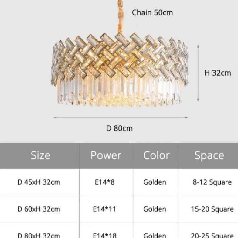 Luxury Gold Round Crystal Chandelier