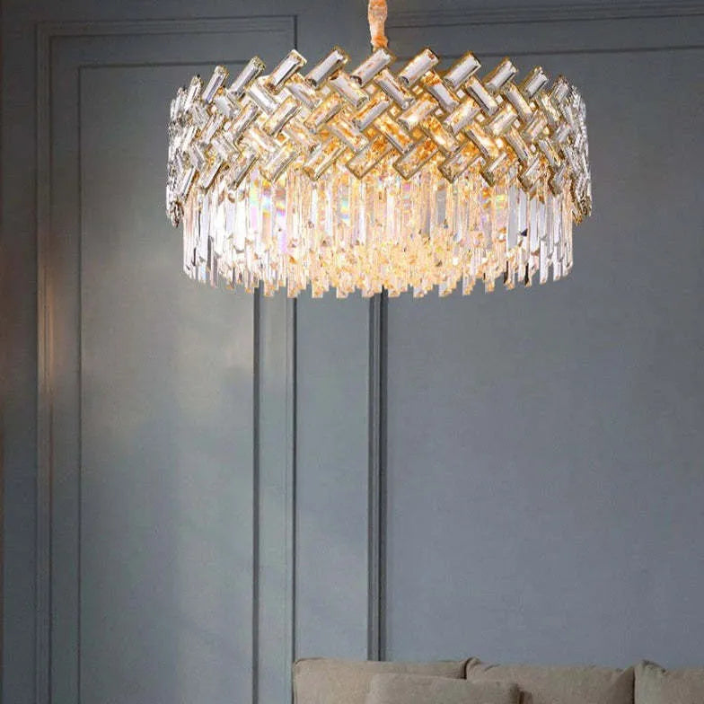 Luxury Gold Round Crystal Chandelier