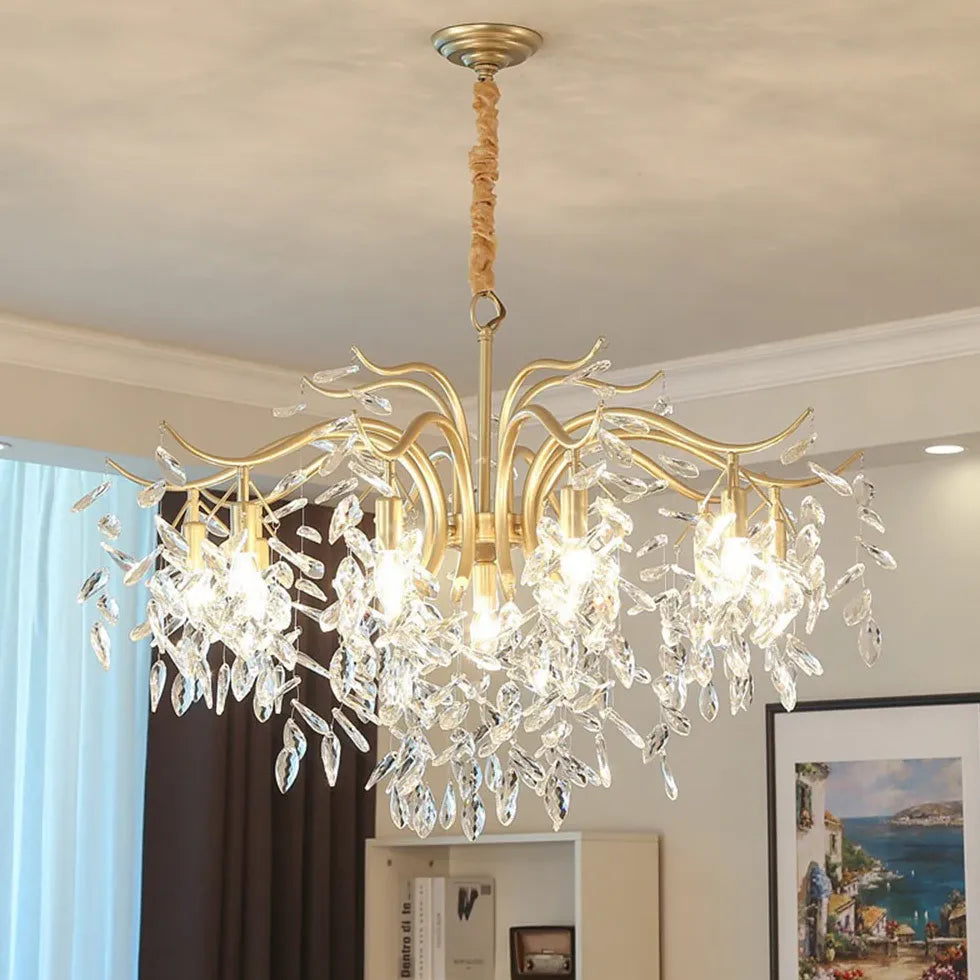 Crystal Leaves Multi-Light Vintage Luxury Chandelier