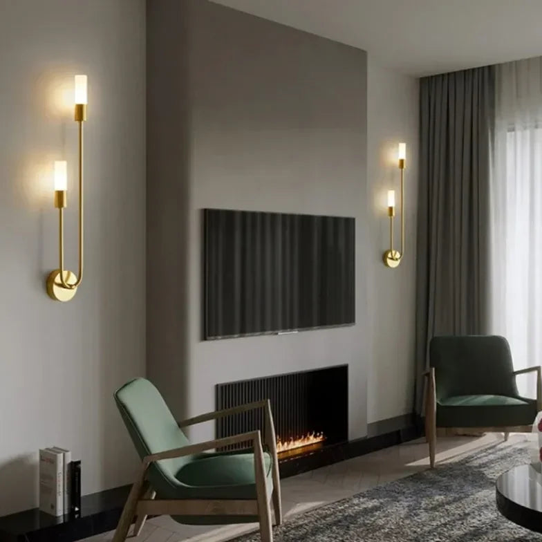 Oro Applique Camera da Letto a Due Cilindri