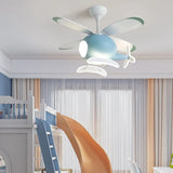 Elicottero blu ventilatore a soffitto moderno con luce