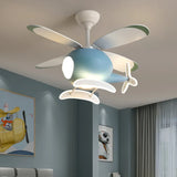 Elicottero blu ventilatore a soffitto moderno con luce