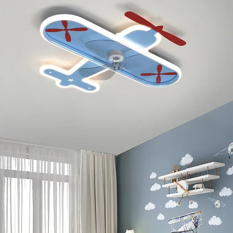 Ventilatore a soffitto della camera da letto a vento rosso con luce