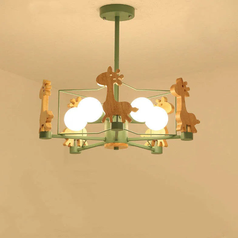 Giraffes Led Semi-flush Light Wood