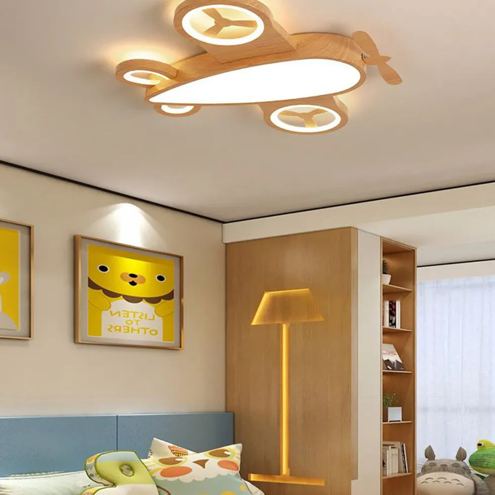 Adjustable Mute Bedroom Wooden Flush Ceiling Lights