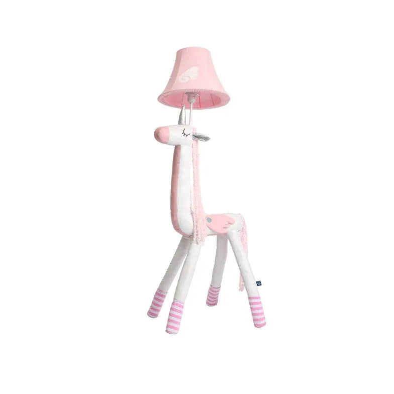 Cartoon Giraffe White and Rosa Lampada da pavimento