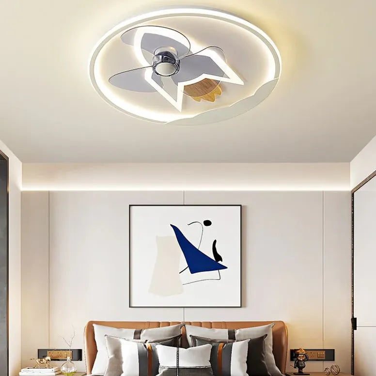 Round Aircraft Modern Ceiling Fan With Light