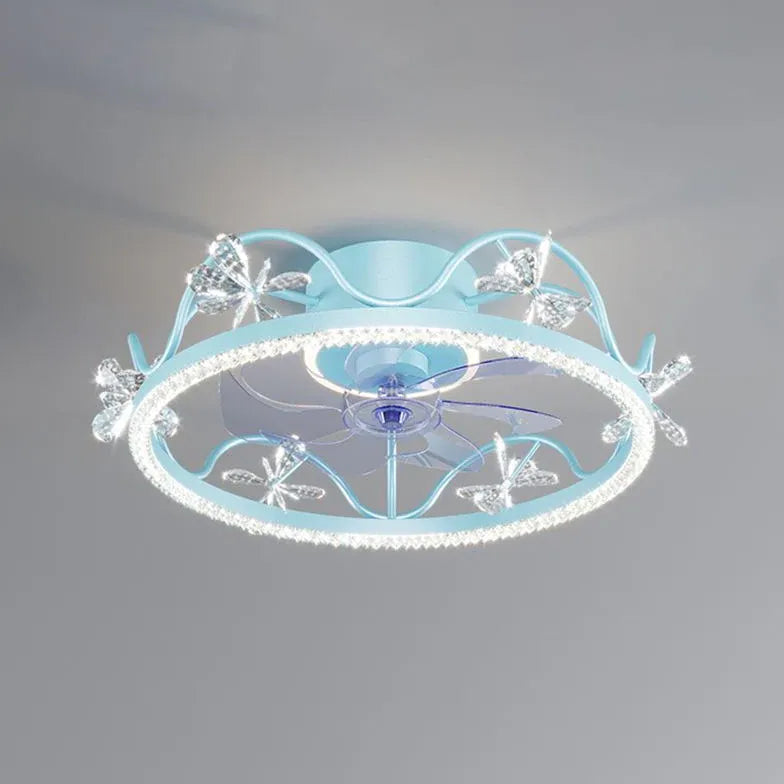 Crystal Frame Modern Ceiling Fan With Light