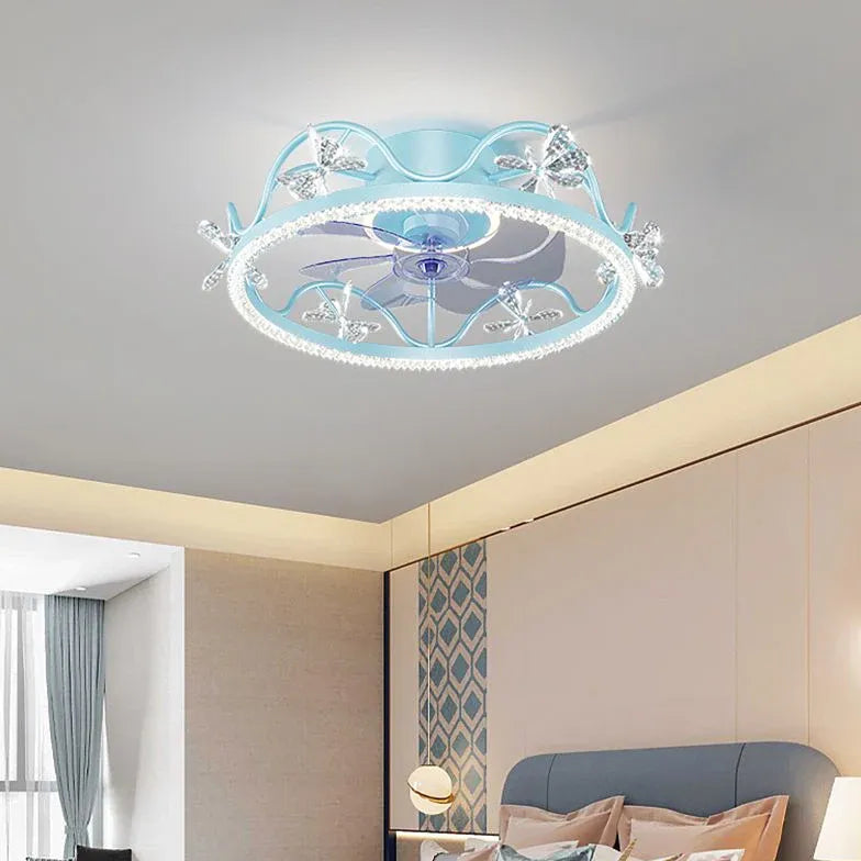 Crystal Frame Modern Ceiling Fan With Light