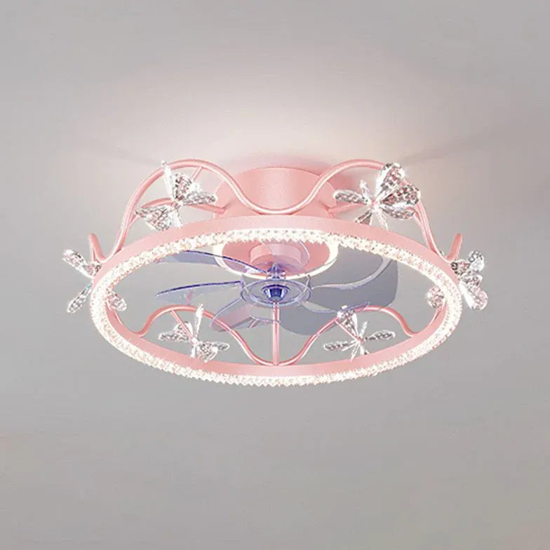 Crystal Frame Modern Ceiling Fan With Light