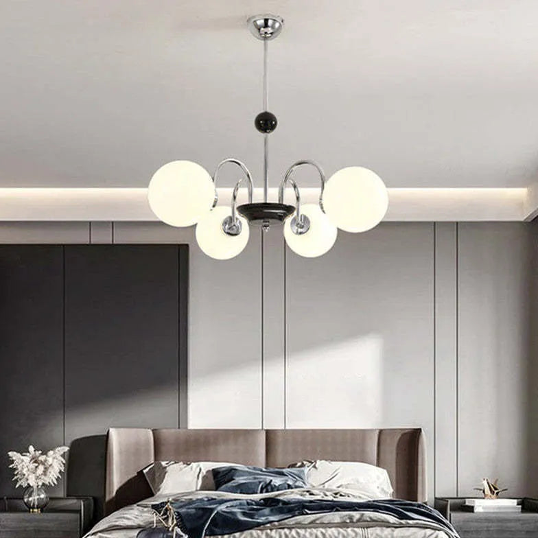 Adjustable White Glass Modern Chandelier