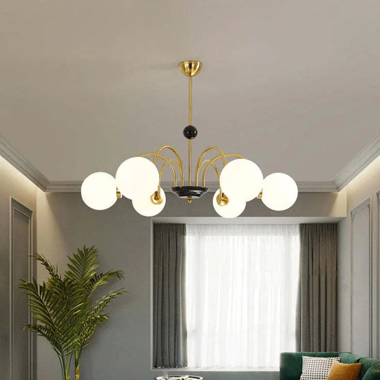 Adjustable White Glass Modern Chandelier