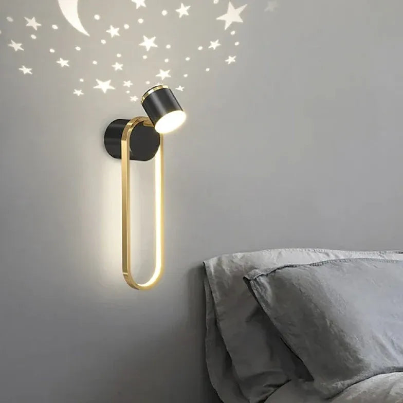 Luci da parete al letto a led nero e oro