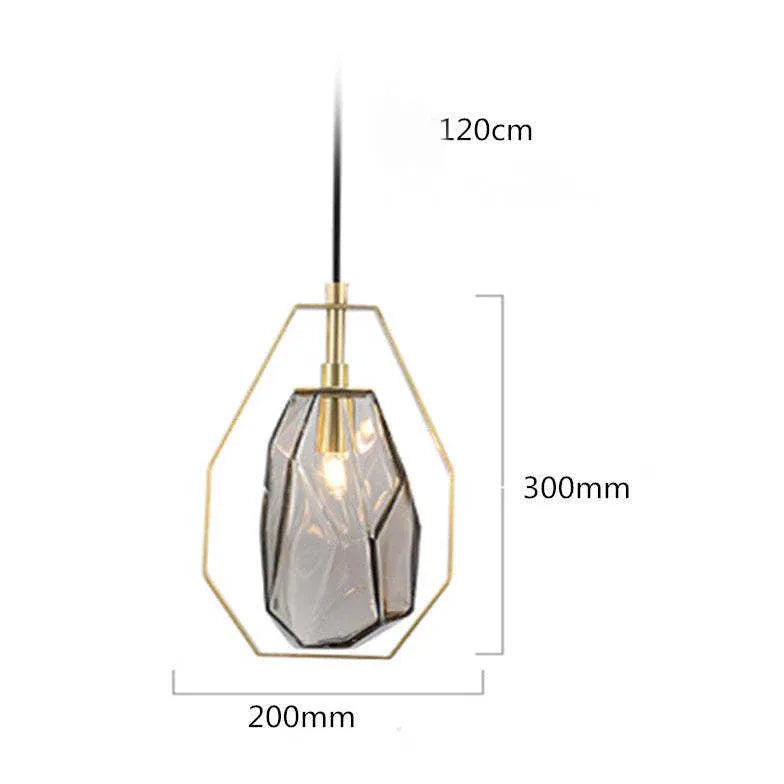 Amber Geometry Bedroom Glass Pendant Light