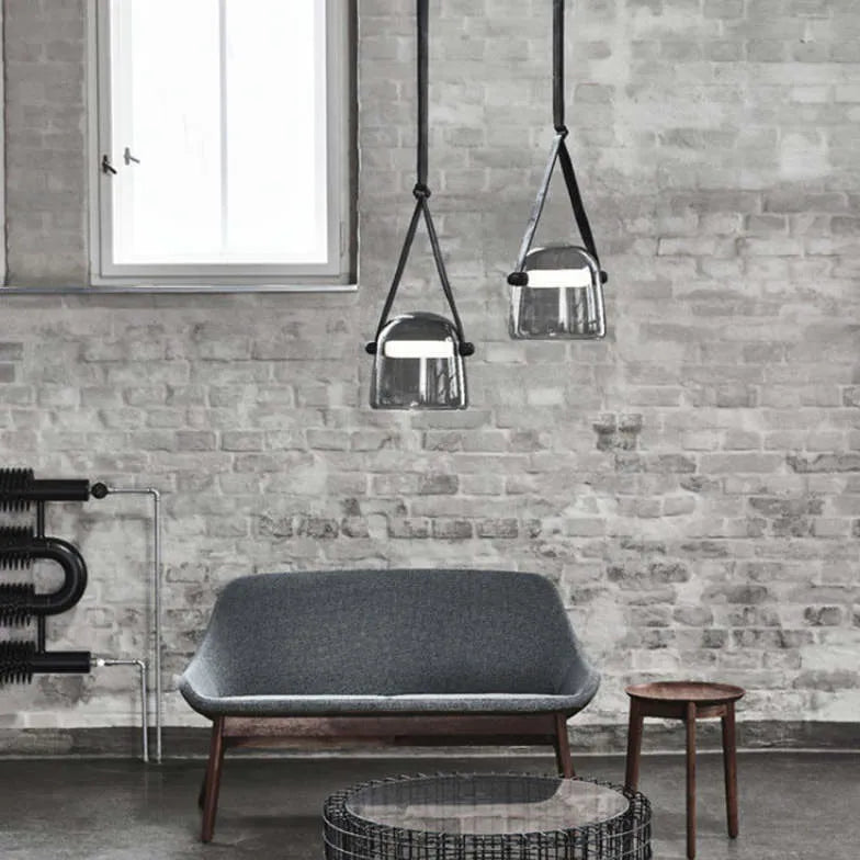 Gray Cup Glass Industrial Pendant Light