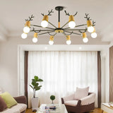 Multi-Armed Deer Head Wooden Chandelier