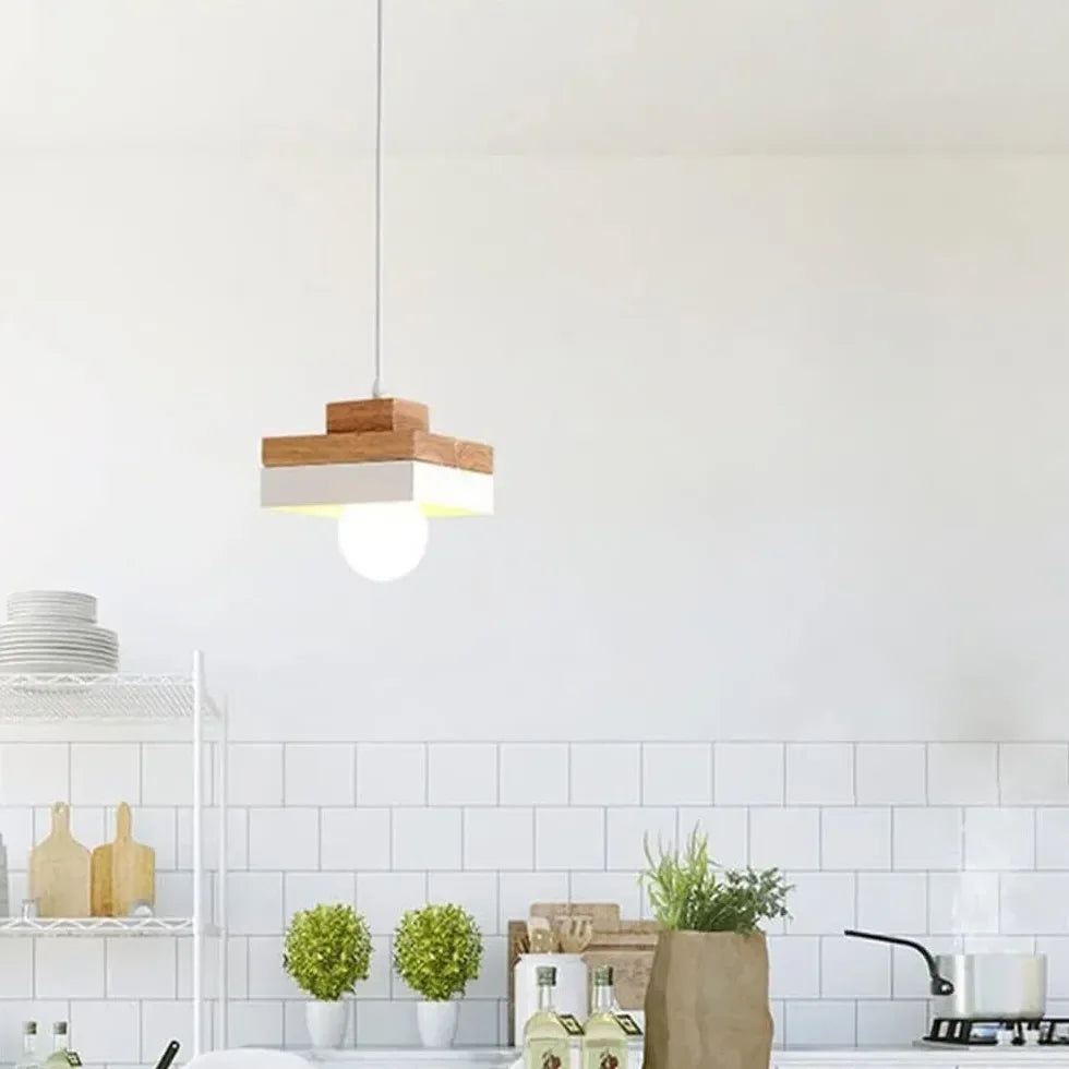 Lampadari Moderni In Legno Per Cucina A Due Colori