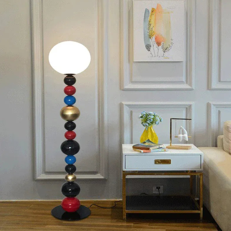 Vertical Spherical Red Metal Floor Lamp