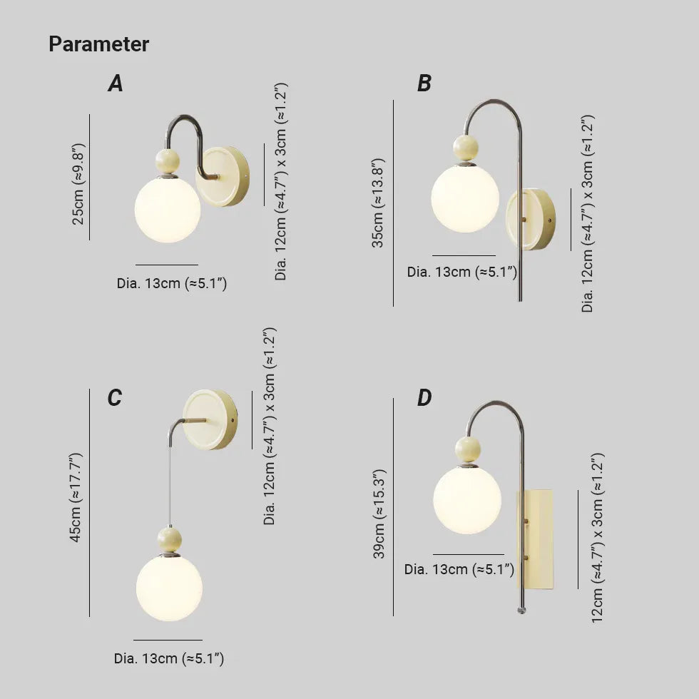 Modern Globe  Plug in Wall Lights