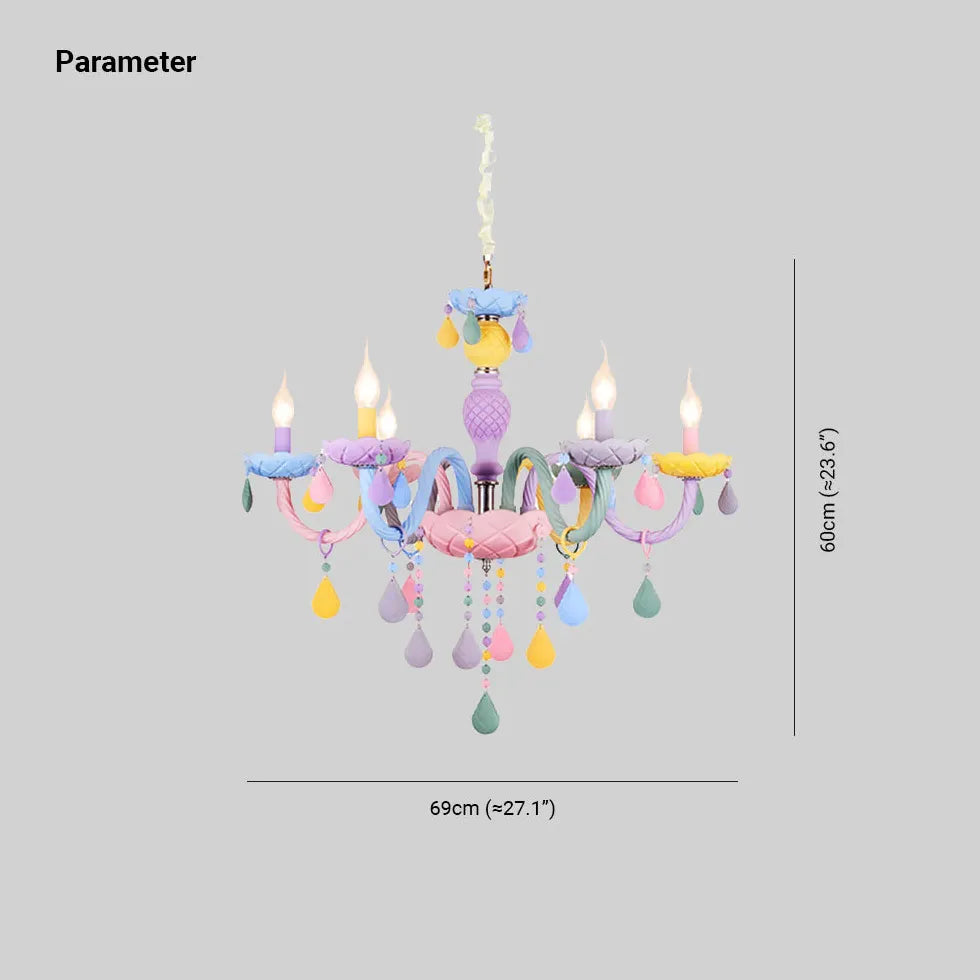 Colorful Cartoon Style Candle Holder Bedroom Chandelier