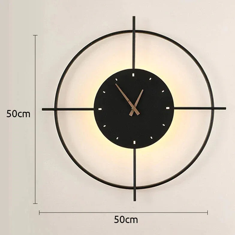 Golden Wall Clock Warm White Wall Lamp