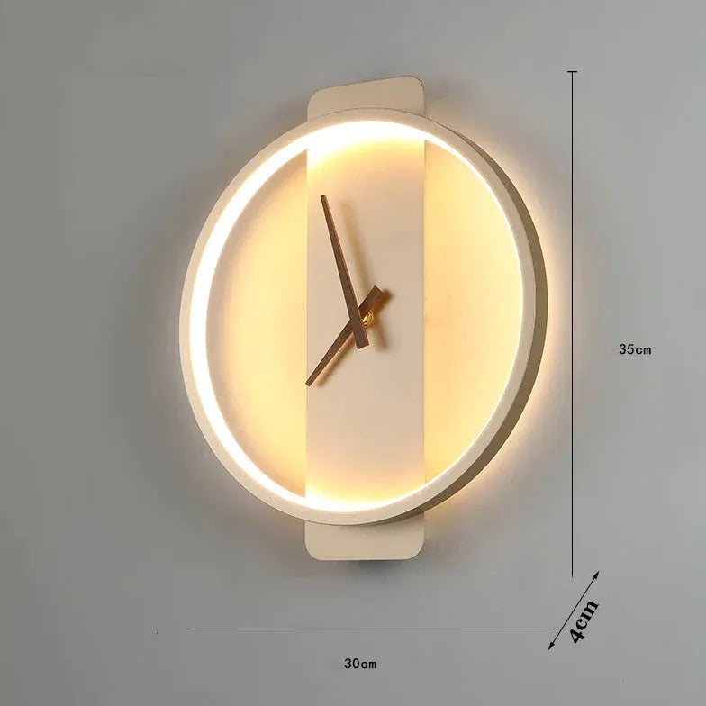 Round Modern Clock Gold Flush Wall Lamp