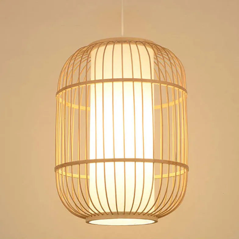 Long Column Weaving Rattan Vintage Vintage Light