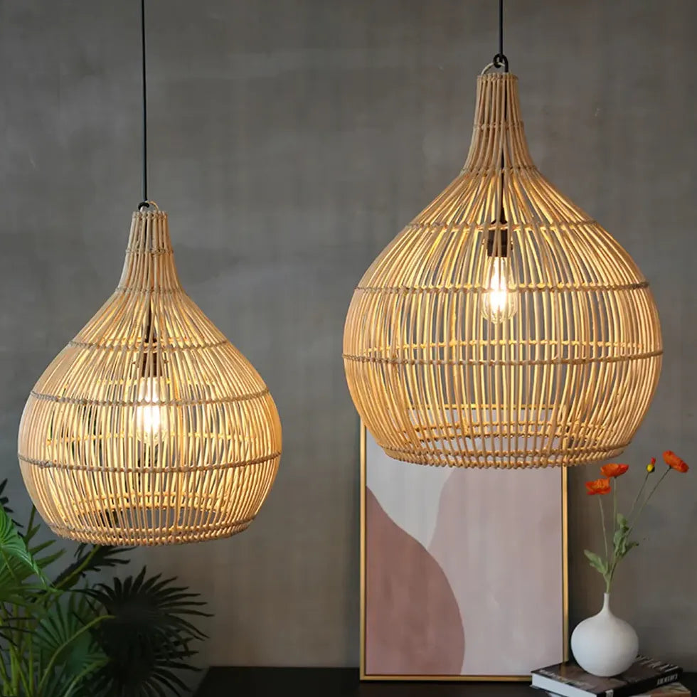 Lampadario Lanterna Da Interno Rattan Elegante Design