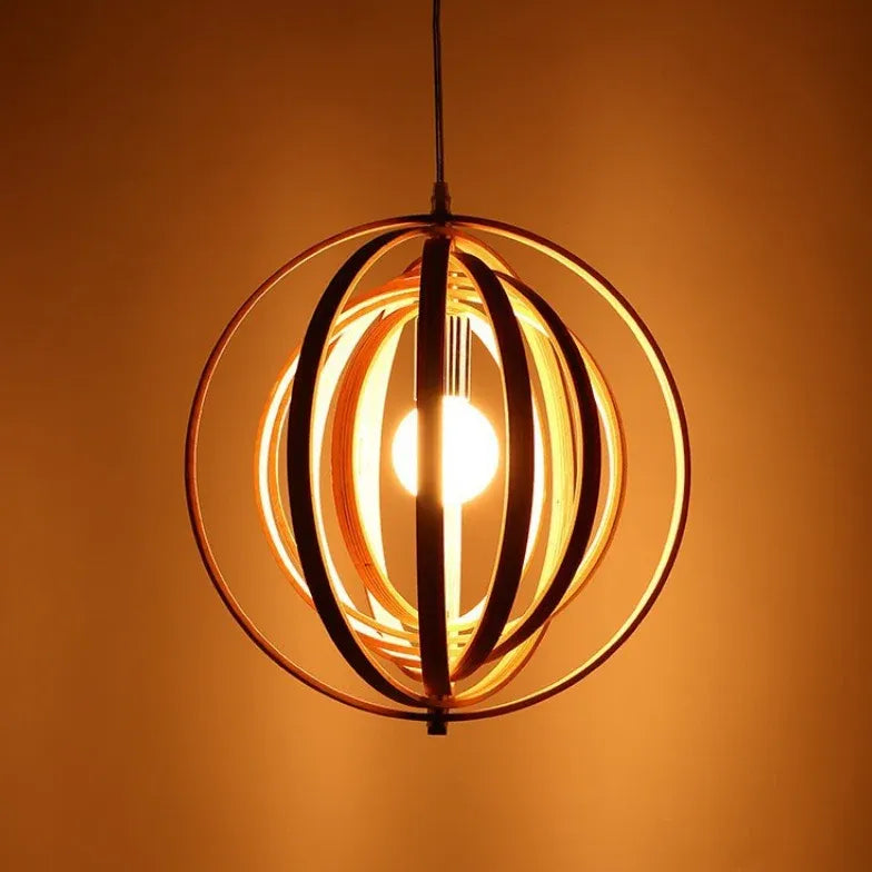 Adjustable Wooden Ring Modern Pendant Light