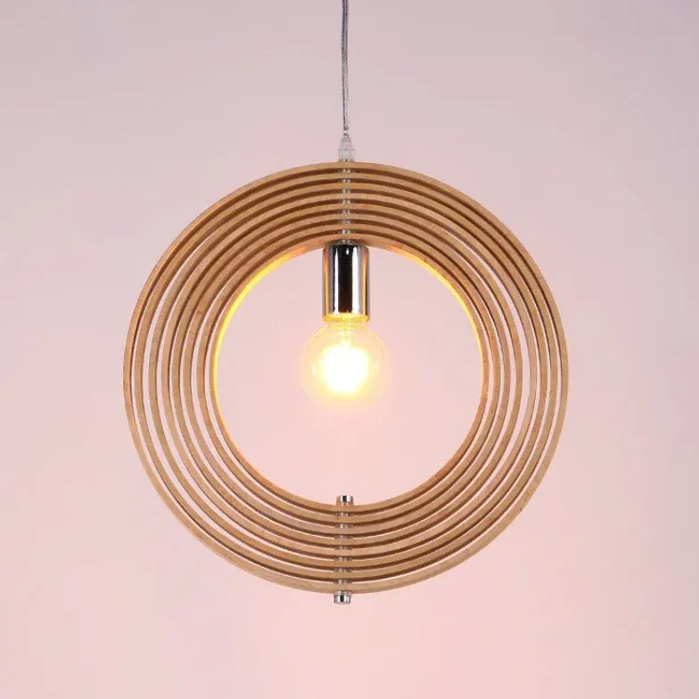 Adjustable Wooden Ring Modern Pendant Light