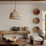 Rattan Hemisphere Translucent Natural Pendant Light