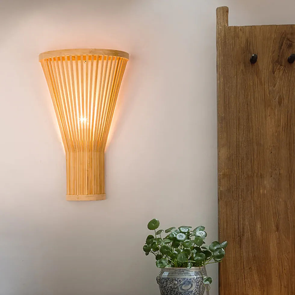 Vertical Slender Rattan Decorative Wall Lamp