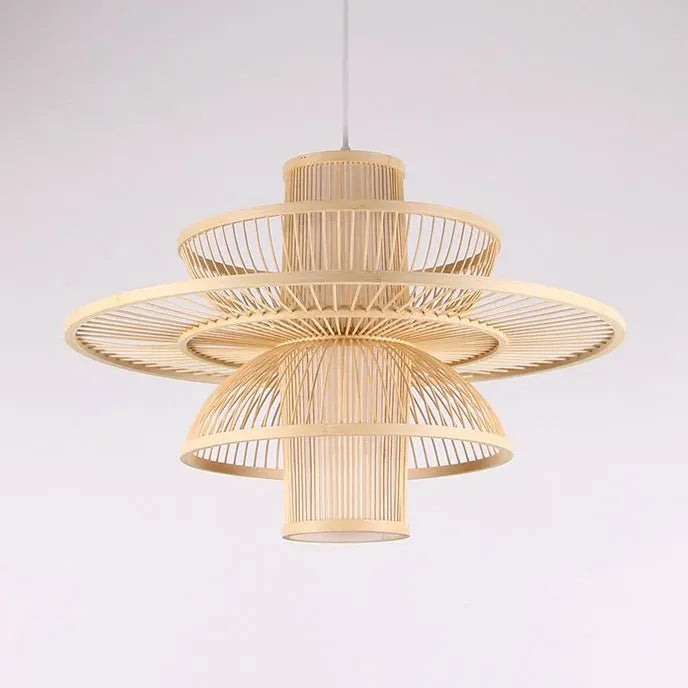 Multi-Layer Bamboo Chinese-Style Pendant Light