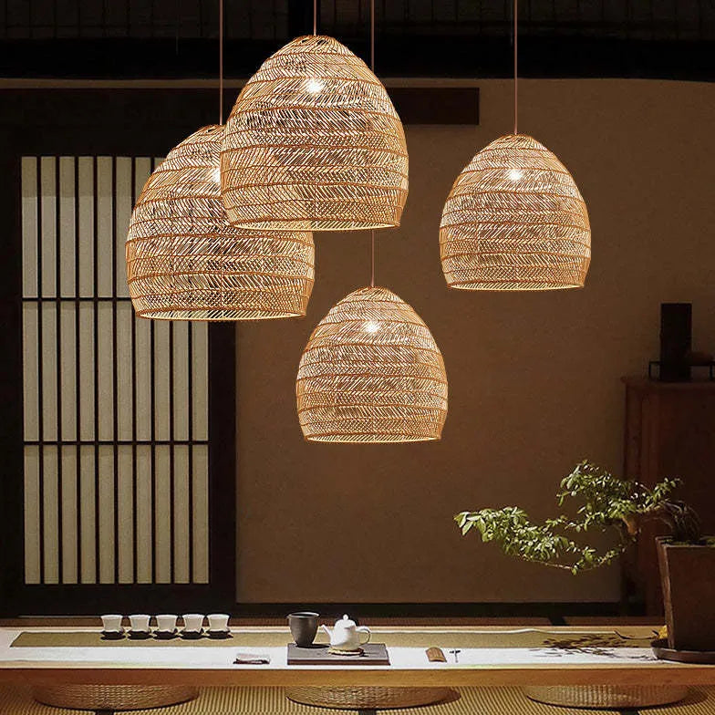 Bamboo Weaving Dining Rattan Pendant Light