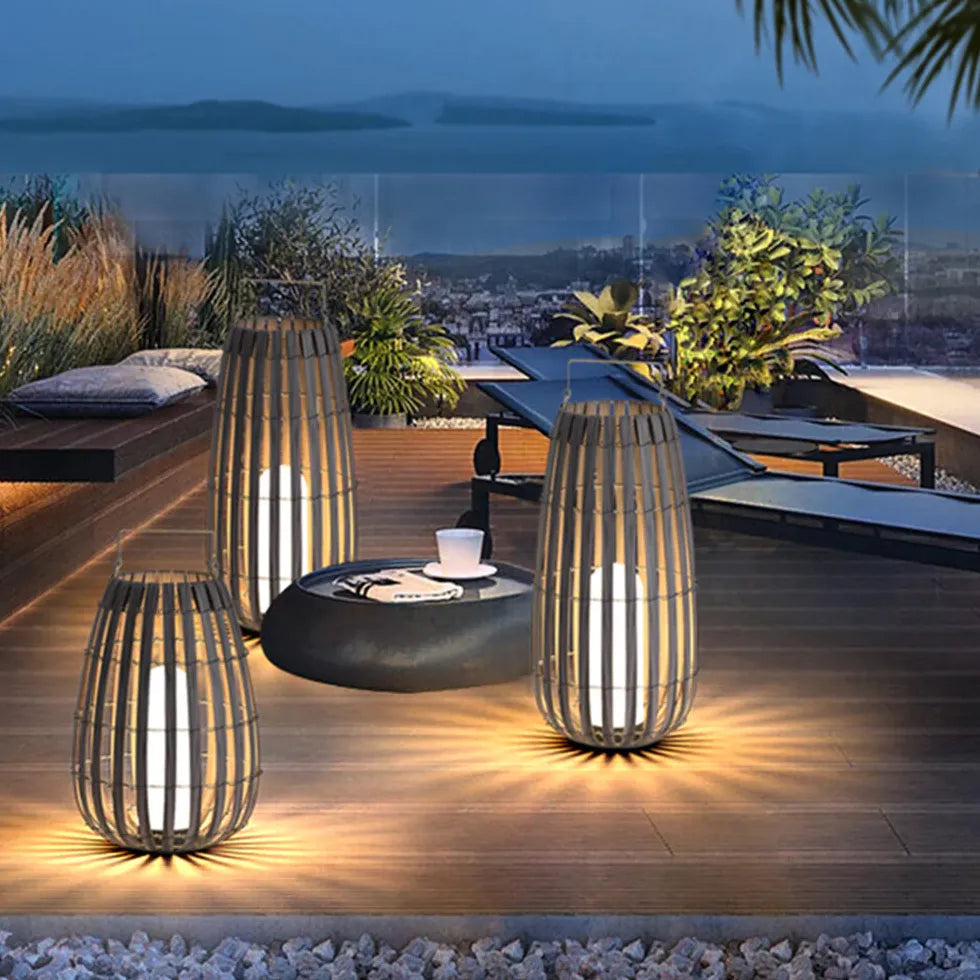 Bamboo Lantern Handle Outdoor Floor lamps