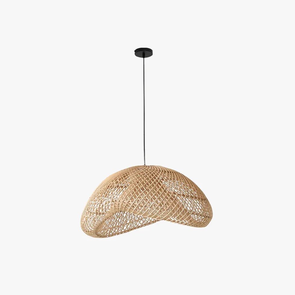 Grid Weaving Bedroom Rattan Pendant Light