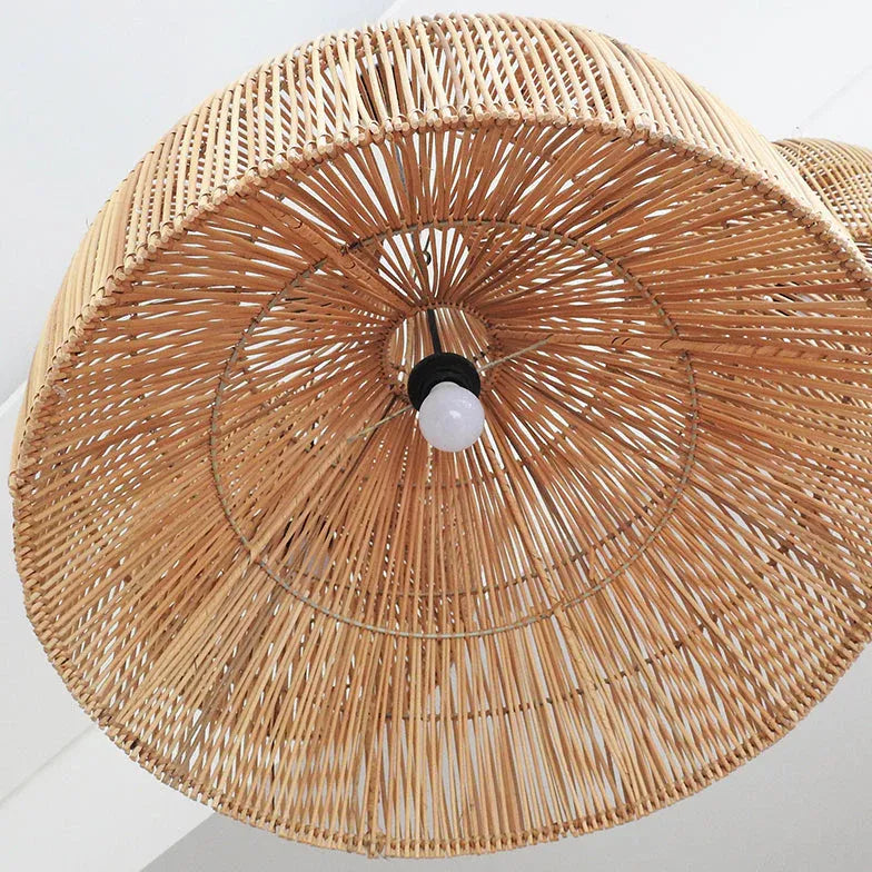 Lampadario Sospensione Soggiorno Elegante Design in Rattan