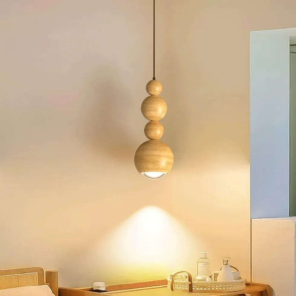 Wooden Balls Bedroom Vintage Pendant Light