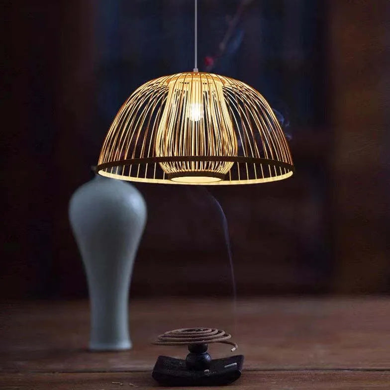 Luce a sospensione vintage in tessitura curva