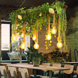 Hanging Plant & Exposed Bulb Decorative Pendant Light