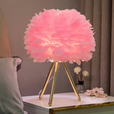 Feather Decorated Art Tripod Table Lamp