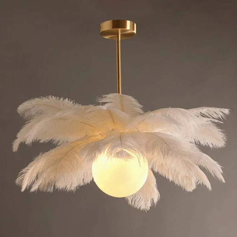 Feather Decor Design Modern White Pendant Light