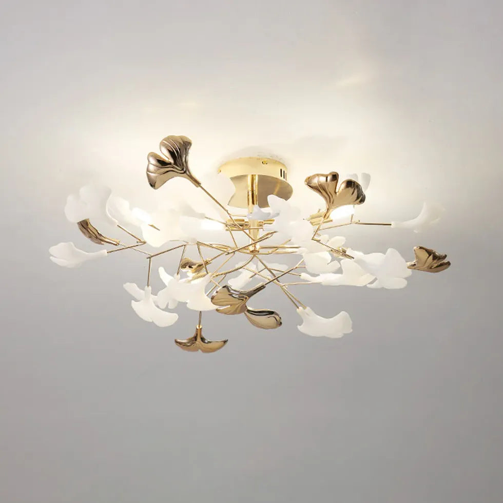 Ginkgo Leaf Gold Modern Flush Ceiling Lights