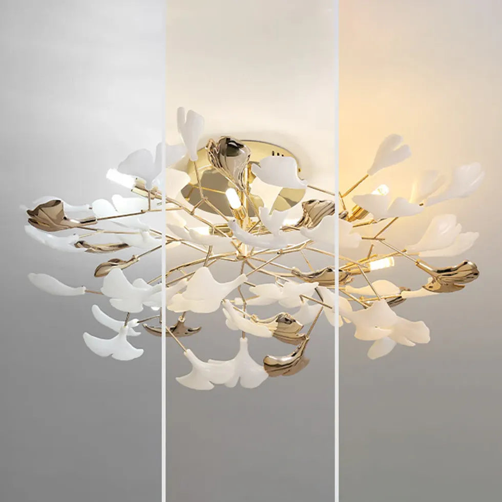 Ginkgo Leaf Gold Modern Flush Ceiling Lights