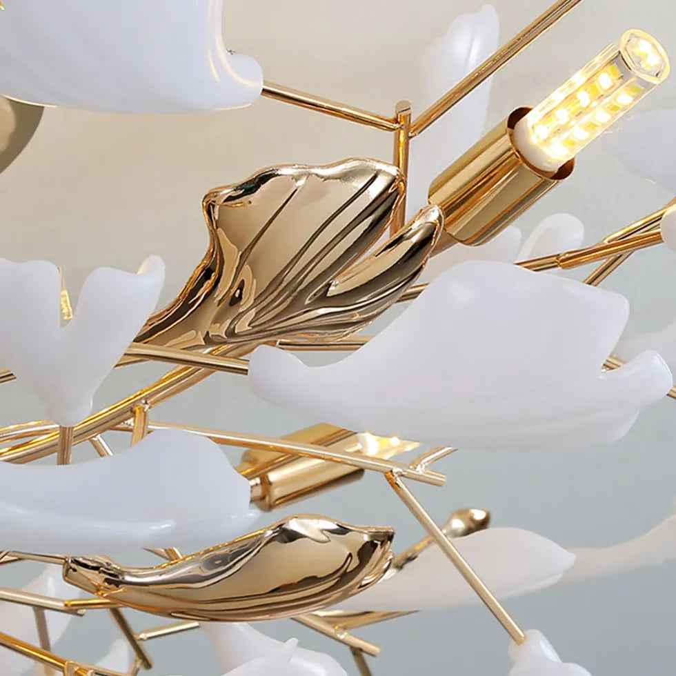 Ginkgo Leaf Gold Modern Flush Ceiling Lights