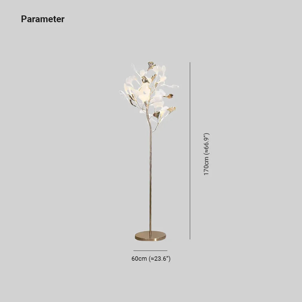 Ginkgo Tree Design Metal Floor Lamp