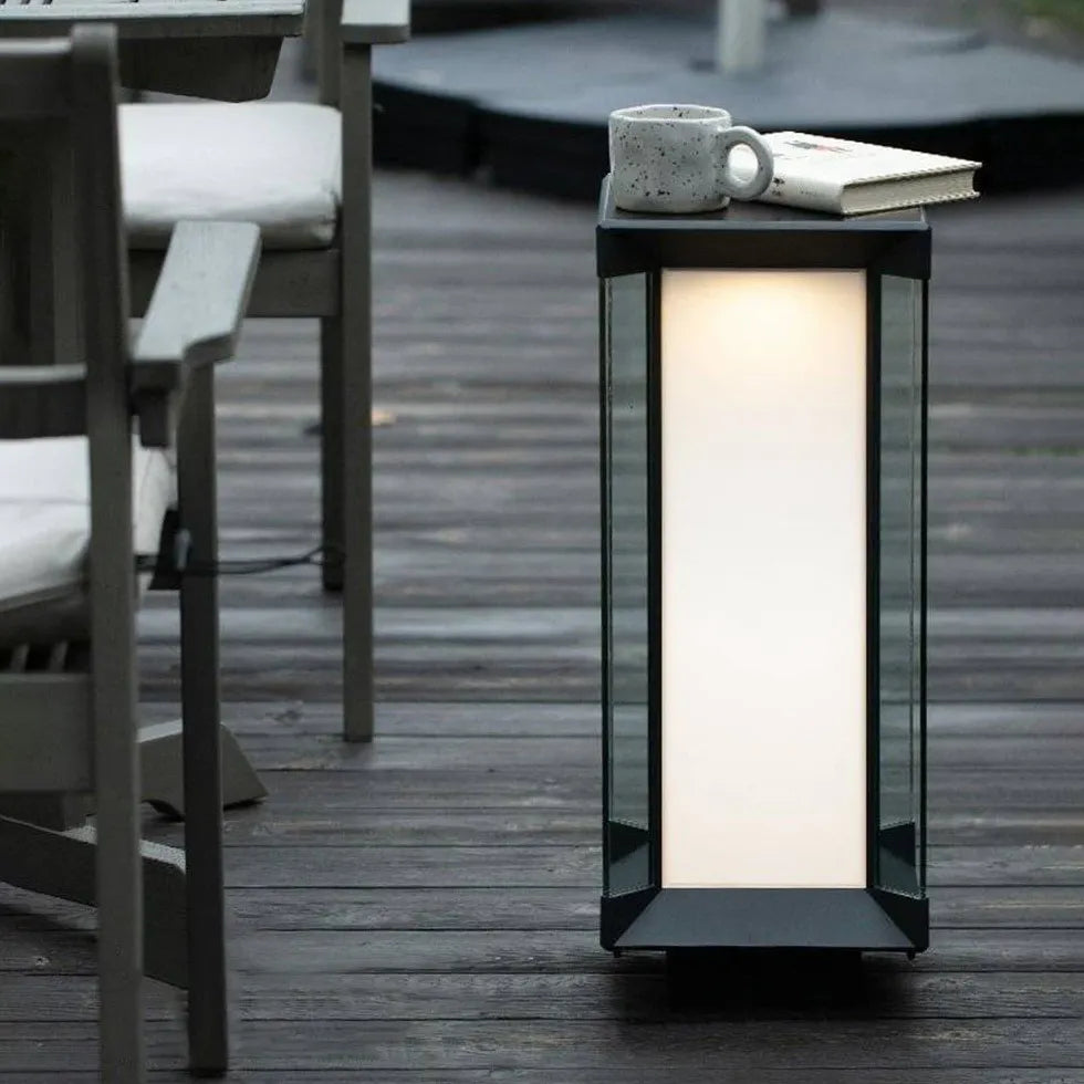 Black Cuboid Glass Led Outdoor Floor lamps