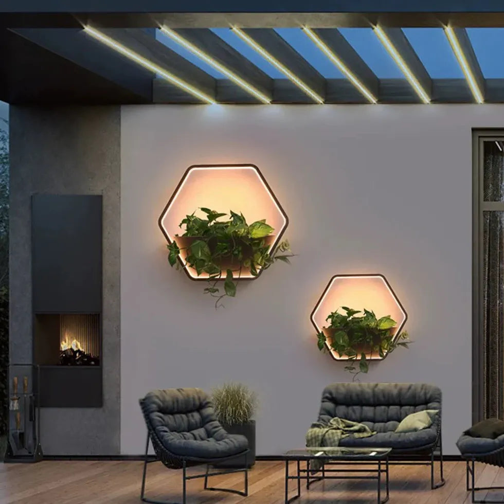 Hexagonal Plant Led Outdoor Wall Lights